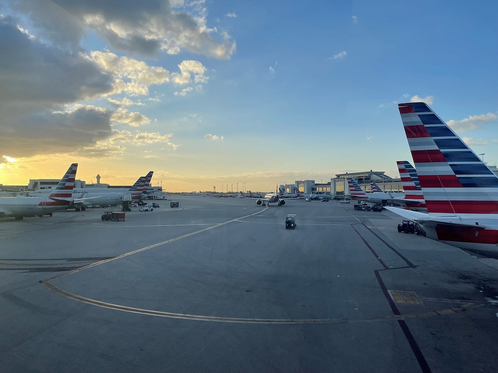 Miami airport - aeroplanes in view.